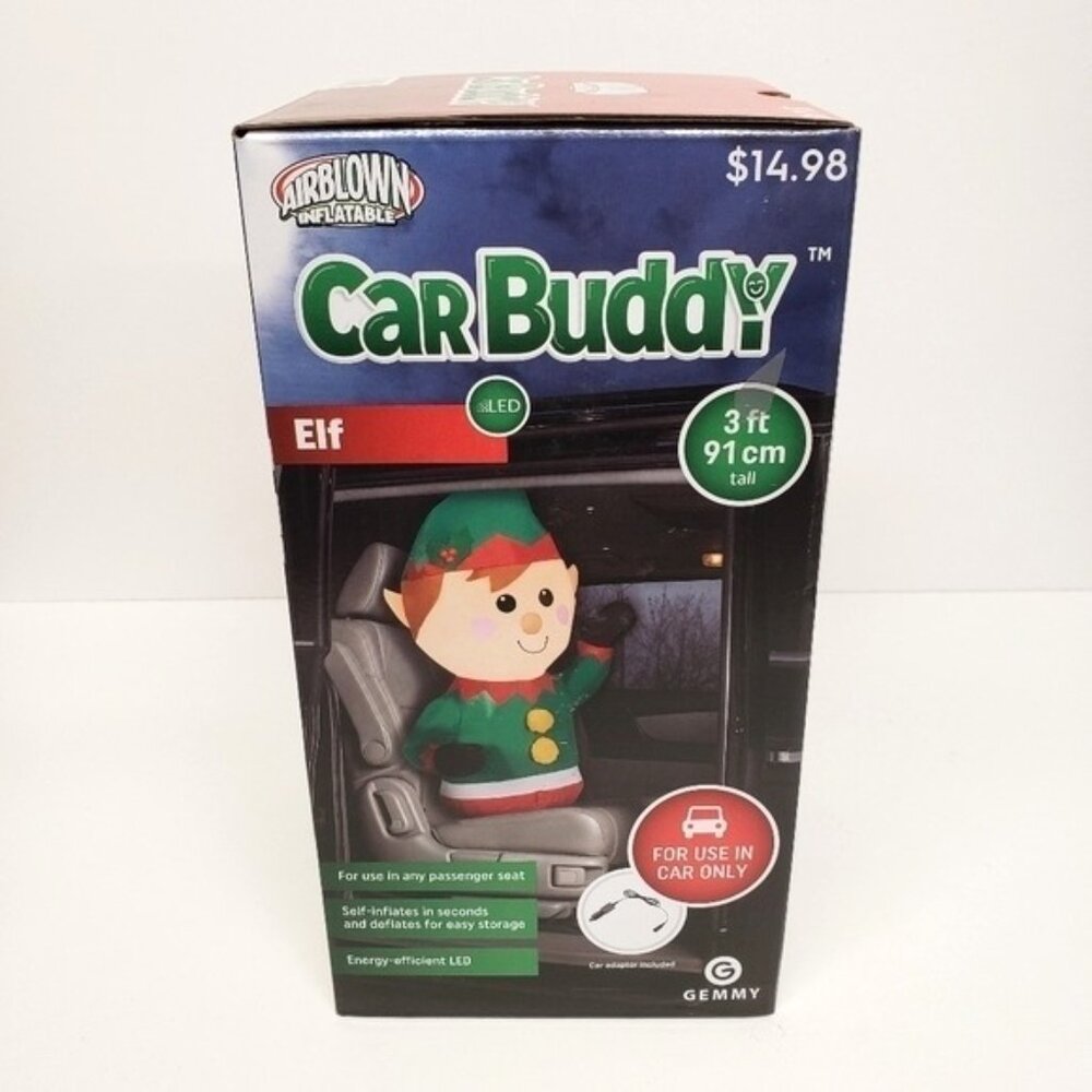Gemmy Airblown Car Buddy Inflatable 3 Foot Elf Christmas Holiday - Picture 3 of 3